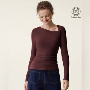 NWT OGL Mid Thermal Asymmetry Neck Long Sleeve Brami Top size XL - Ruby